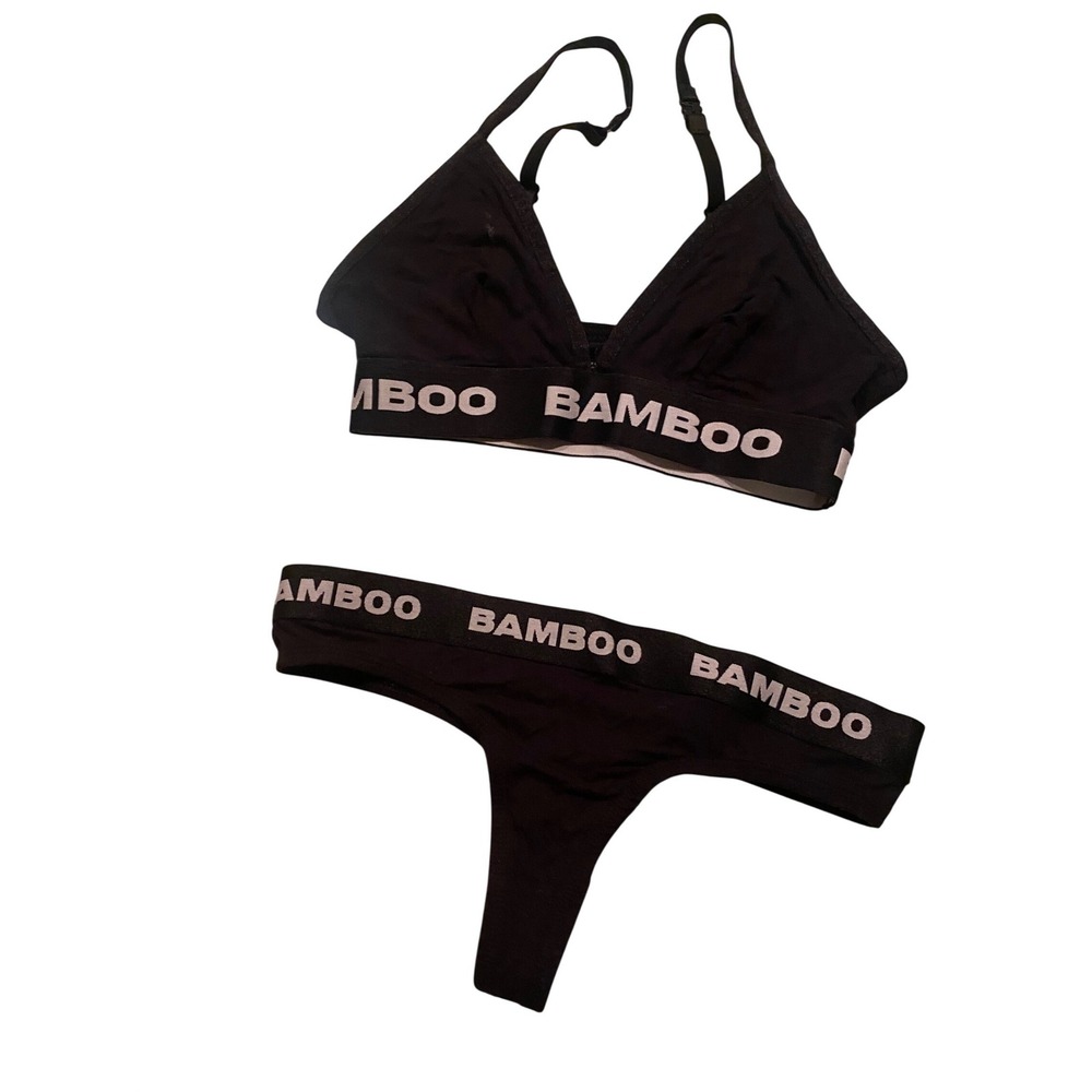 Bamboo Women's Red Convertible Triangle Bra /Cheeky Thong Bikini Set Size S